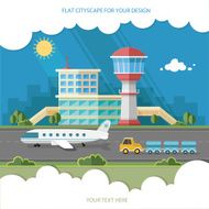 Airport landscape Travel Lifestyle Concept of Planning Flat style vector