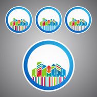 Set of town city concept sale sticker