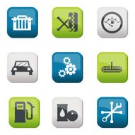 Silhouette fuel and transport colored icons N2