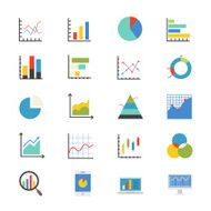 Business Chart and Graph Flat Icons color
