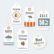 Retro set of autumn fall vintage sale quality labels tags