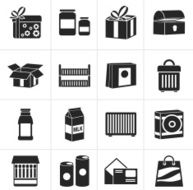 Black different kind of package icons