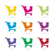 set of colored isolated shopping carts