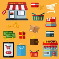 Shopping and retail flat icons