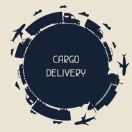Freight cargo transport icons background in flat design style N4