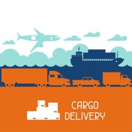 Freight cargo transport icons background in flat design style N5