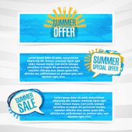 Set of horizontal banners with labels summer sale