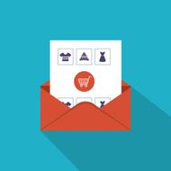 Flat vector icons of email marketing online shopping mobile marketing