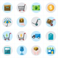 Flat Icons For Business and Ecommerce Vector Illustration