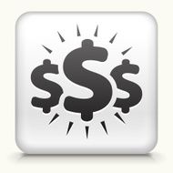 Square Button with Money Signs