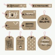 Set of Christmas and New Year gift tags N3
