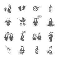 Pregnancy Black Icon Set N2
