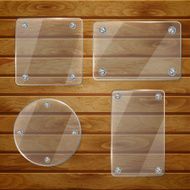 Transparent glass plates on wooden planks N2