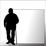 Vector silhouette of a old man