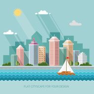 landscape summer cityscape illustration city design Flat style