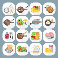 Home cooking flat icons set