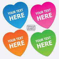 Blank colorful heart shape sticker set for business -eps10 vector