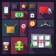 Shopping background with sectors (flat design)