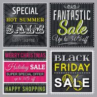 Black banners with sale offer vector N2