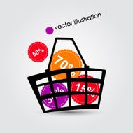 Basket and multicolored discounts