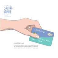 Hand holding credit card to spend Drawing paint flat vector