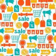 Seamless pattern with sale and shopping icons design elements N2