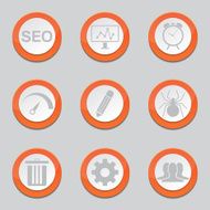 SEO Internet Sign Orange Vector Button Icon Design Set 8 N12