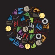 various color graphs icons in circle eps10 N2