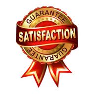 Satisfaction guarantee golden label with ribbon