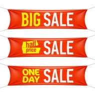 Big half price and one day sale banners