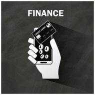 The human hand holding smart phone and credit card application