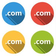 Collection of 4 isolated flat buttons (icons) for com domain