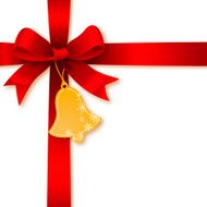 Ribbon Bow with Christmas Bell Tag