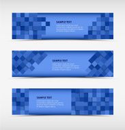 Abstract horizontal banners with blue squares