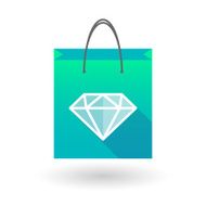 Blue shopping bag icon with a diamond