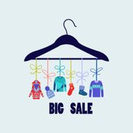 Vector Background of Hanger with fashion winter clothing N2