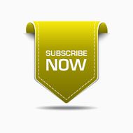Subscribe Now Yellow Label Vector Icon Set
