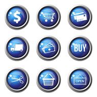 Shopping Sign Blue Vector Button Icon Design Set N13