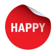 Red vector sticker text HAPPY