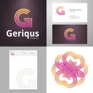 Design icon G element with Business card and paper template N2