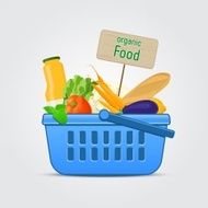 Shopping Basket with Fresh Food