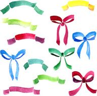 set of watercolor drawing ribbons N3