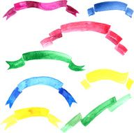 set of watercolor drawing ribbons N4