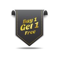 Buy 1 Get Gold Black Label Icon Vector Design