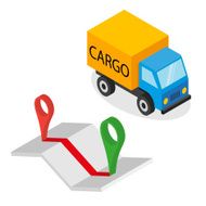 Delivery cargo and map with pins