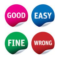 Set of vector stickers Good East Fine Wrong