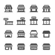 shop building icon set vector eps10
