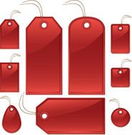 Shiny Red Stitched Gift or Price Tags Labels Luggage ID