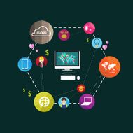 flat design concept for internet social network