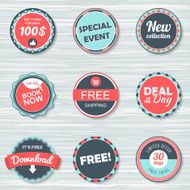 Retro badges for your design on wooden background